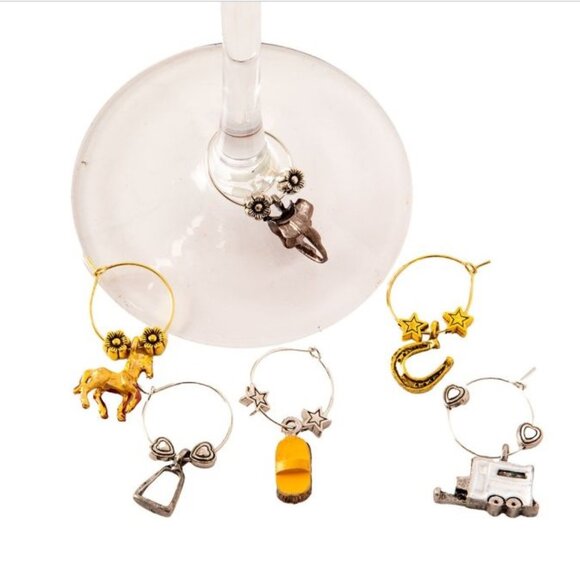 Wine Things 6-Piece Equestrian Wine Charms, Painted - Picture 3 of 4